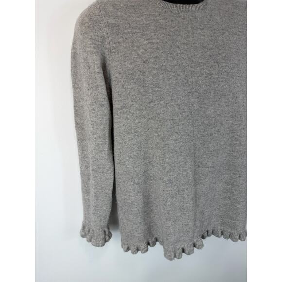 J. McLaughlin Cashmere Knit Sweater Grey Size Medium Ruffle Trim Capsule - Picture 8 of 9